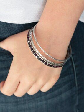 Paparazzi Jewelry Accessories - Fearless Shimmer - Purple Bracelet - Vintage